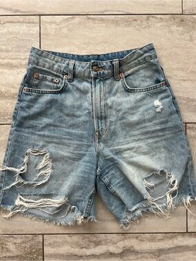 H&M Light Blue Distressed Denim Shorts